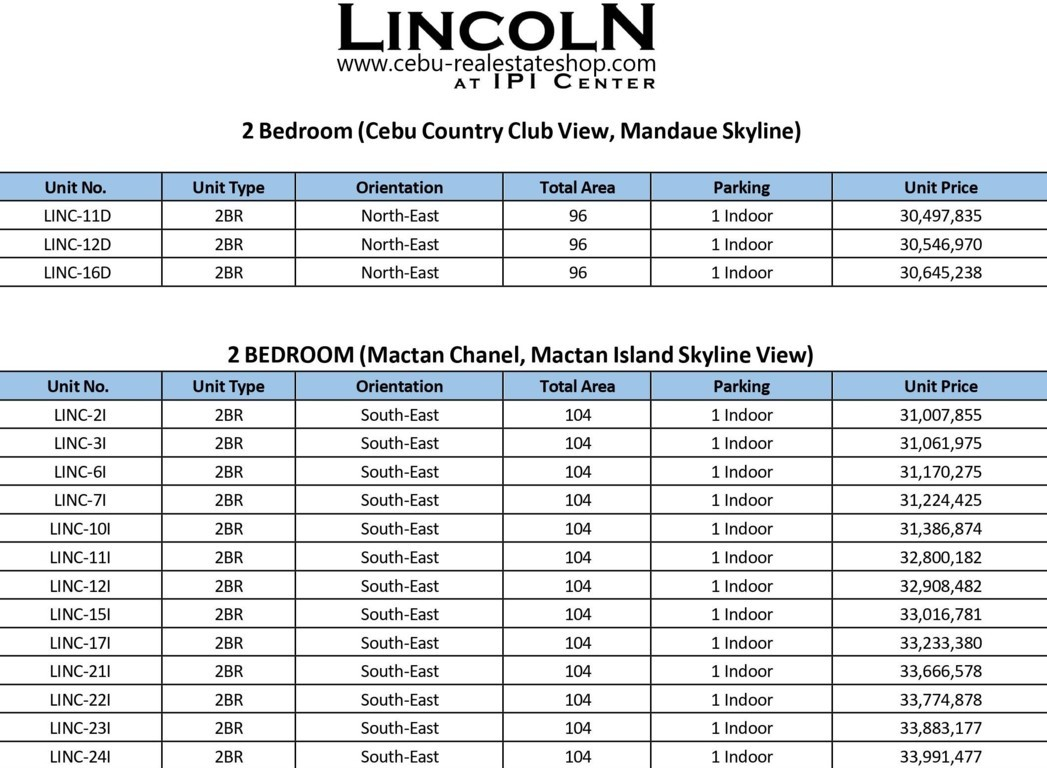 lincoln condo price list 11
