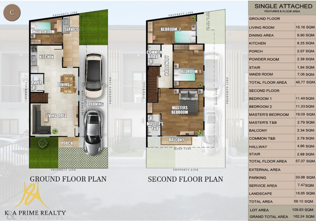 marigold single attached floor plan