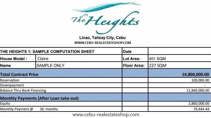 the heights subdivision price list
